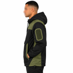 Sudadera con Capucha Unisex, Cortavientos, Transpirable, para Invierno, Corte Regular, Informal/Deportiva, para Actividades al Aire Libre, Spandex/Nailon, Negro y Verde Oliva - Product Image 2