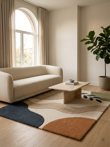 Carpet for Living Room Handmade Organic Abstract Hand Tufted Wool Area Rug Modern Japandi Designer Custom Carpet - Product Image 3
