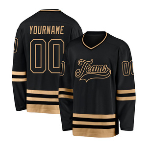 Custom <b>Men's</b> <b>Black</b> Ice Hockey Jersey V-Neck Full Sleeve Embroidered Moisture Wicking Polyester Apparel - Product Image 3
