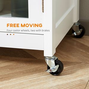 Elegante Carrello da Cucina Bianco con Design Moderno, Porta in Vetro, Impugnatura Metallica e Portasciugamani per Uso Versatile - Product Image 5