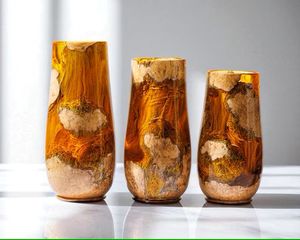 Vase à fleurs de table Art Déco en bois et résine, fait main, brillant, pour décoration intérieure - FASHION CRAFT - Product Image 3