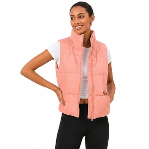 Chaleco Acolchado Azul Claro para Mujer, Sin Mangas, con Cierre, Cuello Alto, Transpirable, Resistente al Viento, Teñido, 380g, Ropa de Abrigo - Product Image 1