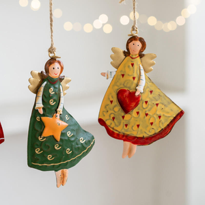 Ornements de Noël suspendus - Anges de Noël décoratifs en métal pour l'extérieur et figurines d'anges pour Noël - Product Image 6