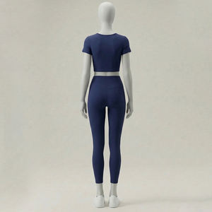 Ensemble de yoga pour femmes grande taille personnalisé - Vêtements de sport sans couture 100% coton avec extensibilité quadridirectionnelle pour la salle de sport et le fitness - Product Image 2