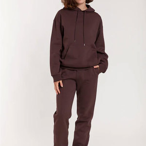 Ensemble de survêtement personnalisé pour femme : sweat à capuche et pantalon doux, vêtements de sport amples et respirants en coton, vente en gros - Product Image 1