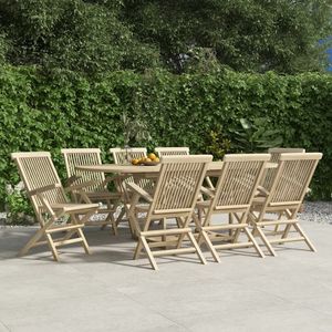 Juego de 8 Sillas Plegables de Jardín de Madera de Teca Sólida Gris, Tamaño Mediano - Product Image 1