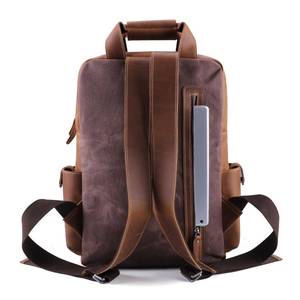 Full Grain Leather Laptop <b>Backpack</b> Waterproof Anti-Theft Travel Bag Vintage <b>Brown</b> Leather Rucksack LBP-0402 - Product Image 2