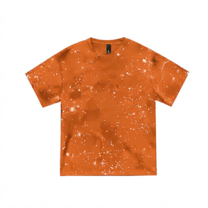 T-shirt col rond orange uni 100% polyester tissu tricoté manches courtes unisexe décontracté respirant séchage rapide été - Product Image 2