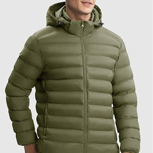 <b>Mens</b> Lightweight Puffer <b>Jacket</b> with Detachable Hood Water Resistant Insulated Winter Coat Elastic Cuffs Adjustable Hem - Product Image 3