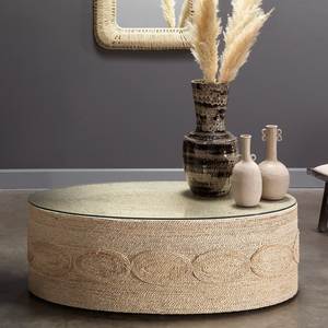 Modern Handmade Rope Coffee <b>Table</b> For Living Room Furniture With Solid Wood Top And Stylish Woven Design - Product Image 1