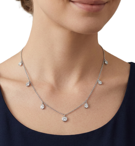 Collar de Oro Sólido de 14K/18K con Diamante Creado en Laboratorio, Corte Redondo en Forma de Pera, Color DEF, Claridad VS/VVS, Regalo para Ella, Collar de Boda - Product Image 6