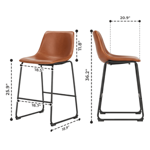 Ensemble de 2 tabourets de bar modernes en similicuir PU, hauteur comptoir, avec dossier, pieds en métal et repose-pieds pour cuisine - Product Image 3
