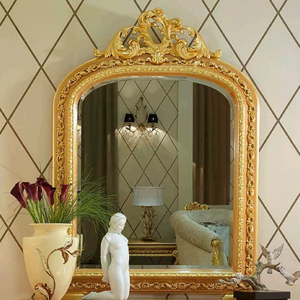 Elegant French Style Mahogany Dressing <b>Table</b> with <b>Mirror</b> Brown Gold Hand Carved Luxury <b>Vanity</b> Set for Villa Hotel Bedroom - Product Image 5