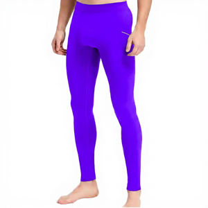 Leggings de compression pour homme, longueur intégrale, couleur unie, taille élastique, matière Spandex Nylon - Product Image 4