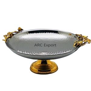 Vajilla para servir, tazones decorativos para Ramadán, tazones para ensalada con base dorada y diseño martillado en la parte superior. - Product Image 1