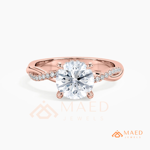 Bague en Moissanite Ronde Plaqué Or Rose, Bijou de Promesse Élégant pour Mariage, pour Femme, Usage Quotidien, Cadeau, Style USA, Élégant et Raffiné - Product Image 5