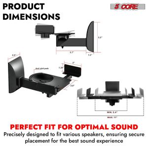 Supporti Girevoli Regolabili a 180 Gradi per Libreria, Supporti TV da 11 Pollici, Carrelli Porta TV, Supporto da Parete per Altoparlanti, Mensola per Fino a Due Paia - Product Image 4