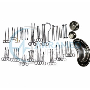 Ensemble d'instruments de laparotomie de base pour chirurgie générale de haute qualité, 50 pièces, approuvé CE, réutilisable, en acier inoxydable, kit manuel ISO13485 - Product Image 1