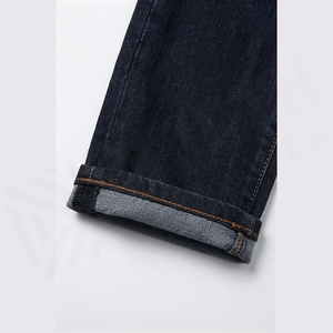 Jean en denim déchiré coupe slim délavé foncé pour homme, taille haute, jambe droite, en coton, style automne - Product Image 6