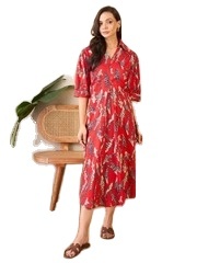 Indian Hand <b>Block</b> <b>Print</b> Eco-Friendly Boho Dress 100% Cotton Summer Casual Beach Wear Natural Waistline Woven Weaving Knee-Length - Product Image 5