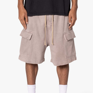 Shorts de sport en coton pour hommes grande taille avec logo personnalisé, broderie cristal, délavage acide, style cargo, qualité supérieure, OEM, été - Product Image 1