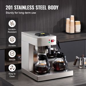 Macchina per Caffè Americano Commerciale da 12 Tazze con 3 Caraffe in Vetro e Scaldacaffè in Acciaio Inox, per Hotel, Spina UK - Product Image 5