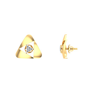 Pendientes con Forma de Triángulo, Pendientes de Diamantes en Oro Amarillo de 18K, Diseño Minimalista para Uso Diario de Mujeres - Product Image 4