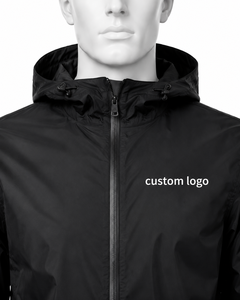Chaqueta de lluvia personalizada para hombre, cortavientos, con capucha, cierre completo, con tela premium para trabajo, viajes y uso casual. - Product Image 6