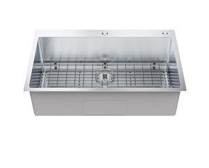 Fregadero de cocina de un solo cuenco de acero inoxidable 304 hecho a mano, rústico y moderno, con acabado cepillado, 1 unidad - Product Image 3