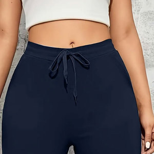 Wholesale Women's Casual Breathable Anti-Wrinkle Plain Dyed <b>Overalls</b> High Waist Full Length Pants - Product Image 2