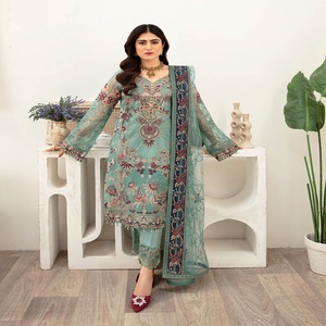 Ramsha Vol M-10 élégant luxe 3 pièces indien costumes pour femmes longues Maxi robes belle Organza pour fête porter Boutique - Product Image 1