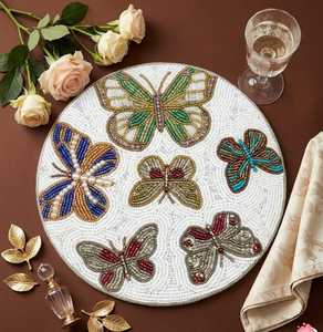 Designer Handmade <b>Beaded</b> <b>Placemats</b> Intricate Embroidery Dining Table Mats for Wedding Reception Party and Home Decoration - Product Image 3