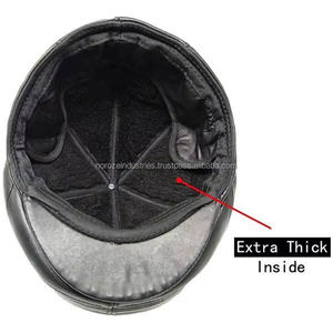 Gorras de Cuero Genuino para Hombre de Alta Calidad, con Orejeras, Estilo Casual, Nueva Moda, Gorras de Cuero Estilo Newsboy con Logotipo Personalizado OEM - Product Image 2