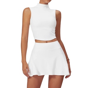 Vestido DE TENIS personalizable, conjunto corto de Fitness transpirable con cuello alto, falda de entrenamiento, chaleco de realce para gimnasio, sesión de entrenamiento en el gimnasio - Product Image 2