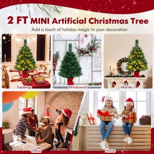 24-Inch Mini Pre-Lit Fir Christmas <b>Tree</b> Small <b>Tabletop</b> Xmas <b>Tree</b> - Product Image 4