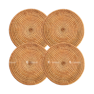 Luxury Handmade Boho Rattan Coasters Woven Wicker Home <b>Table</b> Decor Retro <b>Rustic</b> <b>Coffee</b> Drinks Round Placemats - Product Image 5