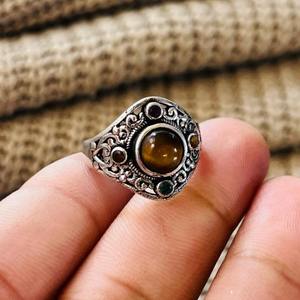 Fashionable Latest Tiger Eye Gemstone <b>Ring</b> Oxidized Silver plated Filigree Chunky <b>Ring</b> <b>Statement</b> Wholesale <b>Ring</b> For Women - Product Image 2