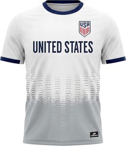 United States Soccer Jersey Men's <b>White</b> Short Sleeve Sublimated Breathable Mesh Crew Neck Training Uniform - Product Image 5
