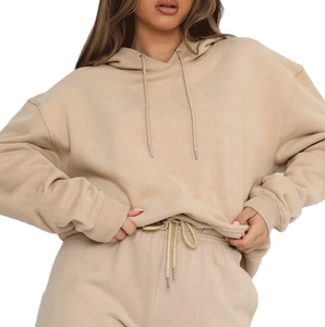 Sweat-shirt à capuche avec cordon de serrage pour femme, haut court, ample, respirant, nouveauté 2020 - Product Image 1