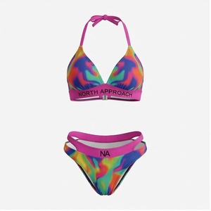 Ensemble de bikini tie-dye pour femme North Approach, haut triangulaire à col halter, bas échancré, imprimé dégradé, maillot de bain - Product Image 1