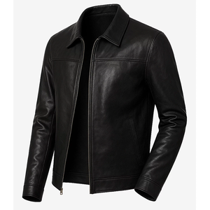 2026 OEM Top Selling Black Cowhide <b>Leather</b> <b>Jackets</b> For <b>Men's</b> Turn-Down Collar High Quality Low MOQ Winter Fashion Heated <b>Jackets</b> - Product Image 4