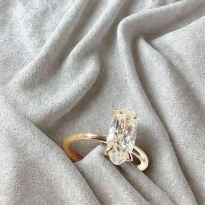 Bijoux fins de luxe, or jaune 9 carats, certificat IGI, diamant de laboratoire 1 carat, coupe ovale, bague de fiançailles solitaire, bague de mariage - Product Image 4