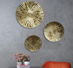 Arte de Pared Metálico Moderno Chapado en Oro, Decoración Circular Hecha a Mano, Decoración Glamurosa para Sala de Estar o Dormitorio - Product Image 1