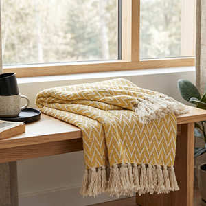 Earthy <b>Brown</b> Two Tone Zigzag Cotton <b>Blanket</b> Handmade Fringed Lounge <b>Throw</b> Rustic Home Decor Bulk Export - Product Image 3