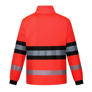 เสื้อแจ็คเก็ตนิรภัยสีแดงสะท้อนแสงพร้อมแถบสะท้อนแสงและสีดำ แขนยาว สำหรับงานอุตสาหกรรม จัดจำหน่ายทั่วโลก B2B - Product Image 3