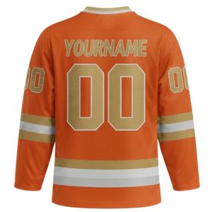Camiseta Deportiva de Hockey sobre Hielo Sublimada Naranja para Hombre, Cuello en V, Rayas, Poliéster, Ropa Deportiva para Partidos, Uniforme de Equipo - Product Image 2