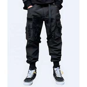 Pantalon cargo techwear pour homme, style urbain tactique, streetwear, hip hop, joggers multi-poches, pantalon à bretelles, style cyberpunk, noir - Product Image 2