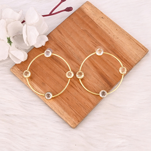 Boucles d'oreilles en quartz citron hydro et quartz cristal hydro, bijoux fantaisie faits à la main pour femmes - Product Image 2