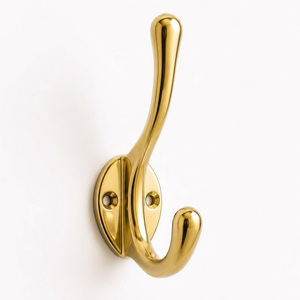 Porte-manteau mural moderne en laiton massif, design minimaliste en forme de J, finition or brossé de luxe, pour salle de bain d'hôtel - Product Image 3
