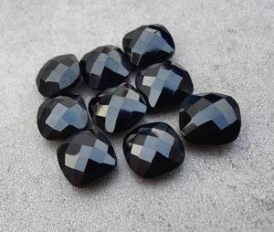 Onyx noir naturel, taille carrée, coussin, briolette, taille à carreaux, calibré, pierre précieuse en vrac pour bijoux - Product Image 2